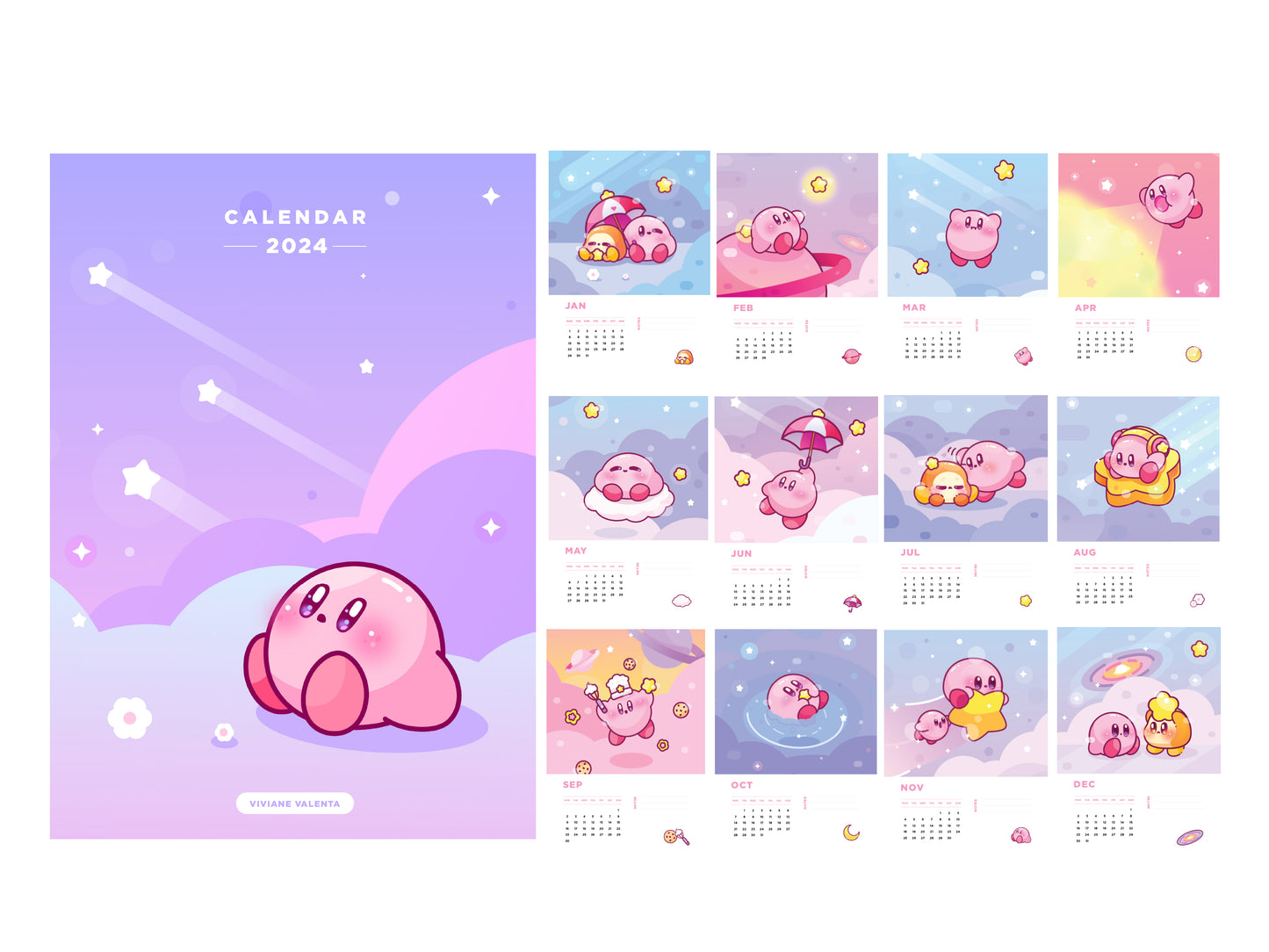 Kirby Wall Calendar 2024