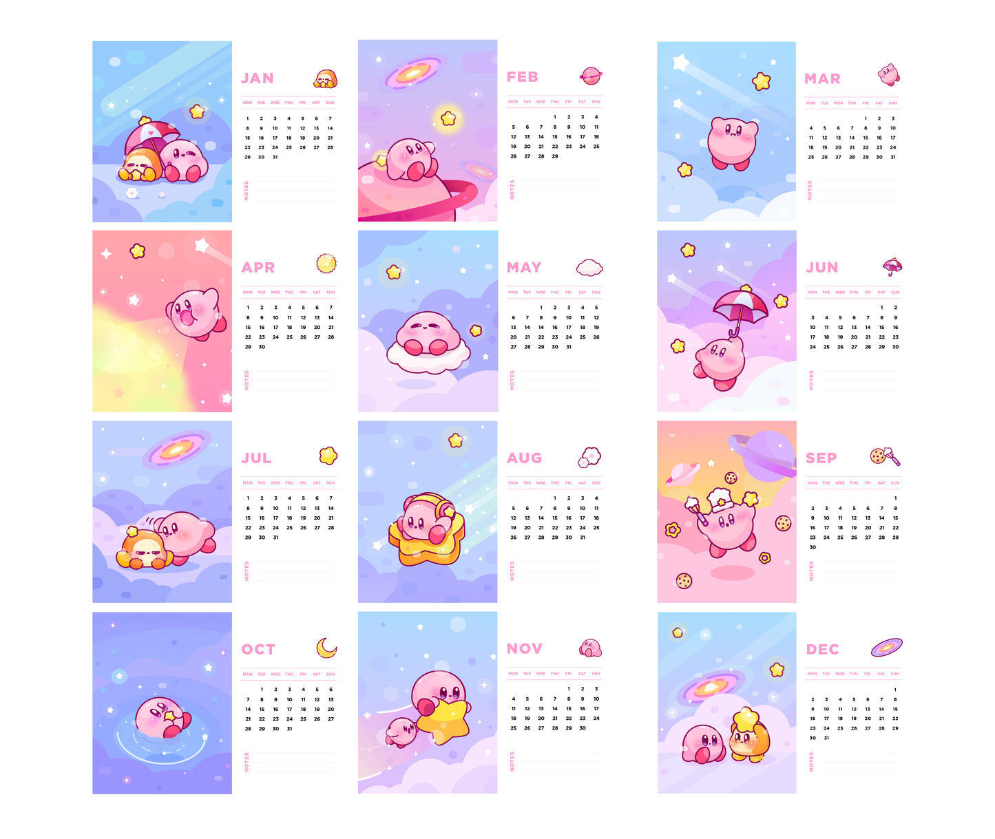 Kirby Desk Calendar 2024