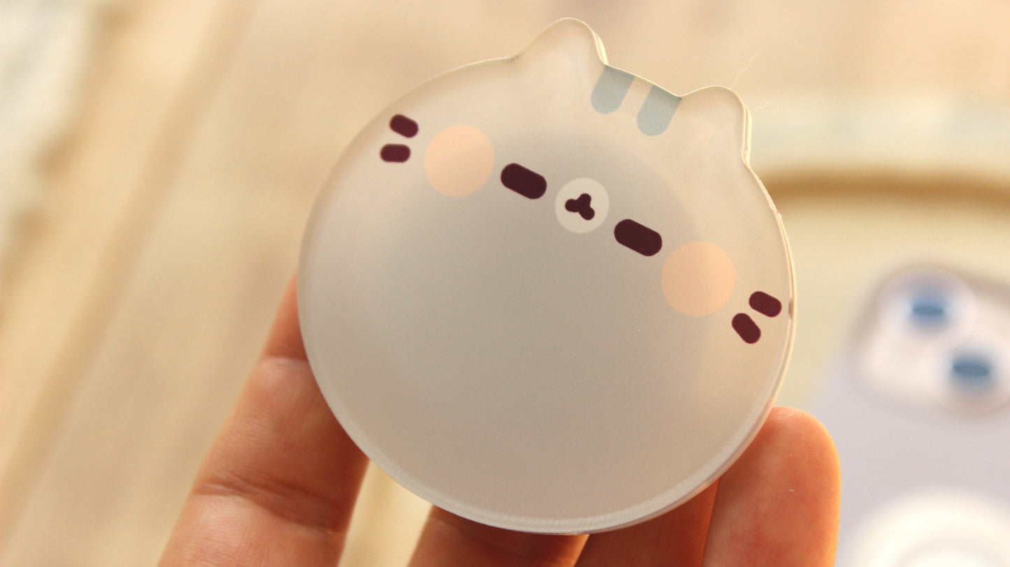 Chubby Grey Cat Phone Charm