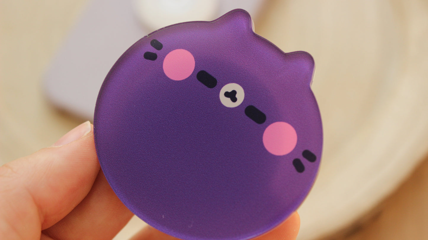 Chubby Purple Cat Phone Charm