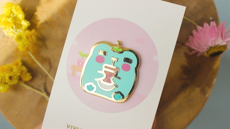 Frog Bubble Tea Pin