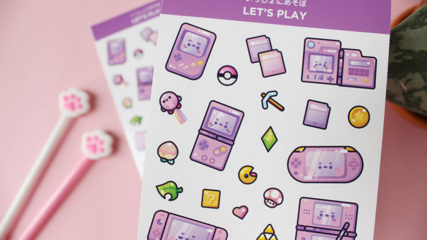 Gaming Sticker Sheet | Japanese inspired Stickers | Kawaii Gamer Stickers - vivianevalenta