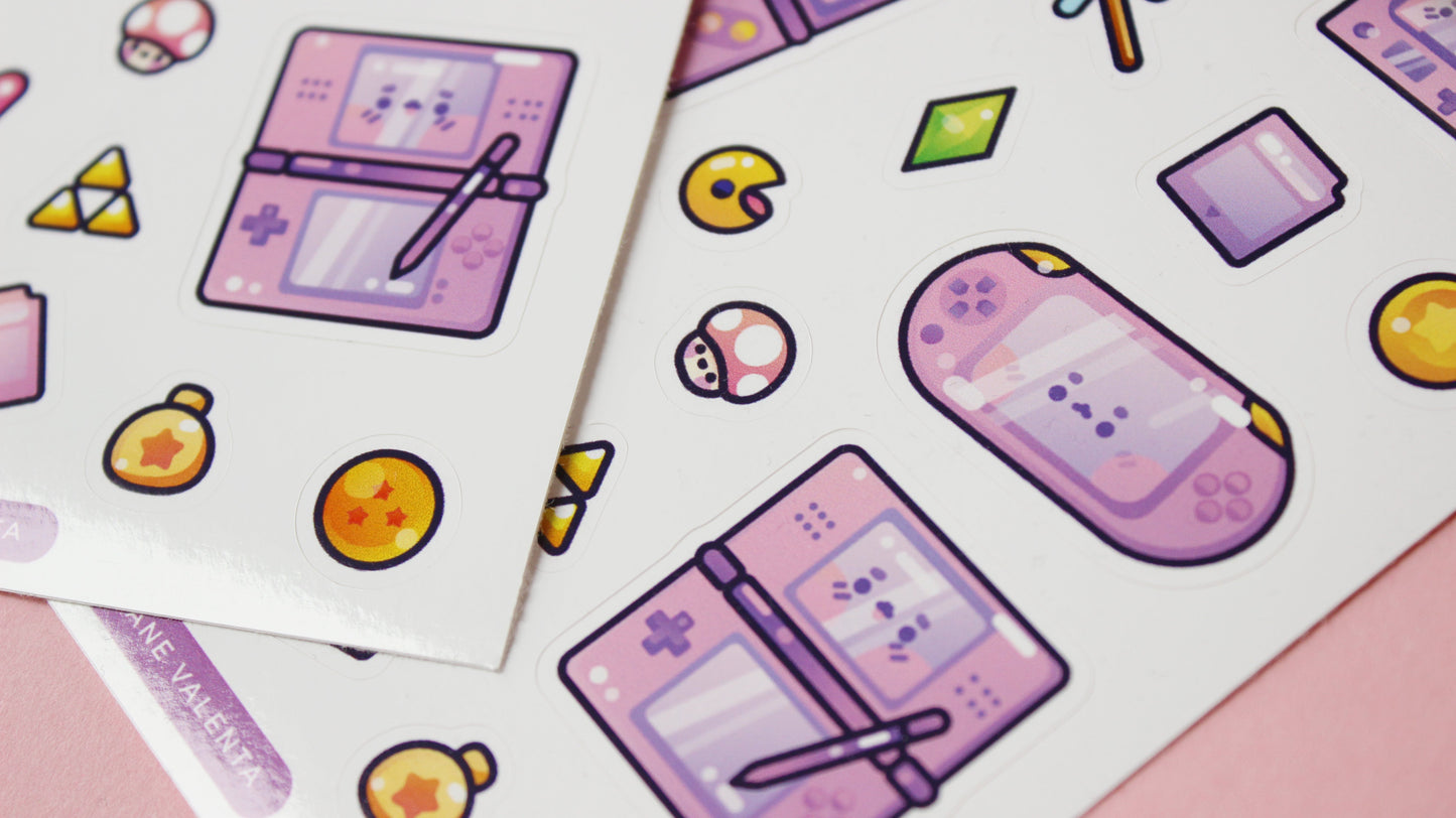 Gaming Sticker Sheet | Japanese inspired Stickers | Kawaii Gamer Stickers - vivianevalenta