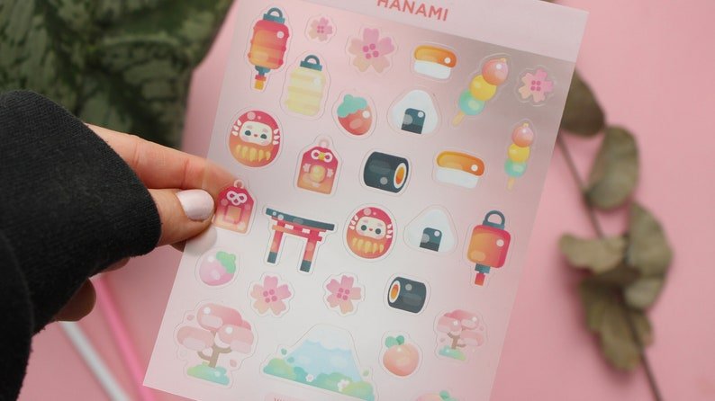 Hanami Sticker Sheet | Japanese cute stickers | Japanese inspired | Journal Stickers, Planner Stickers - vivianevalenta