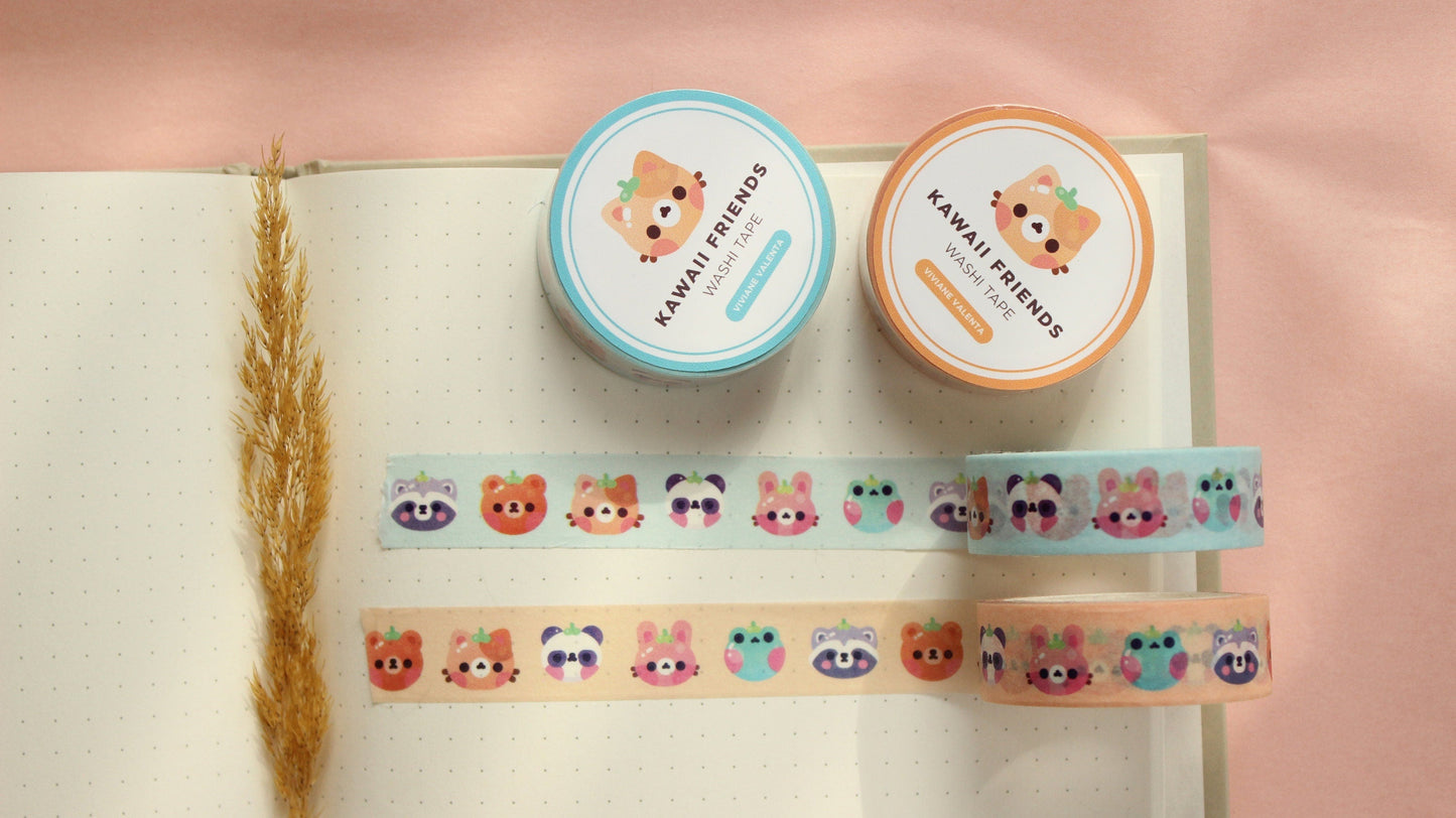 Kawaii Animals Washi Tape| Kawaii Stationary | Cute Washi Tape - vivianevalenta