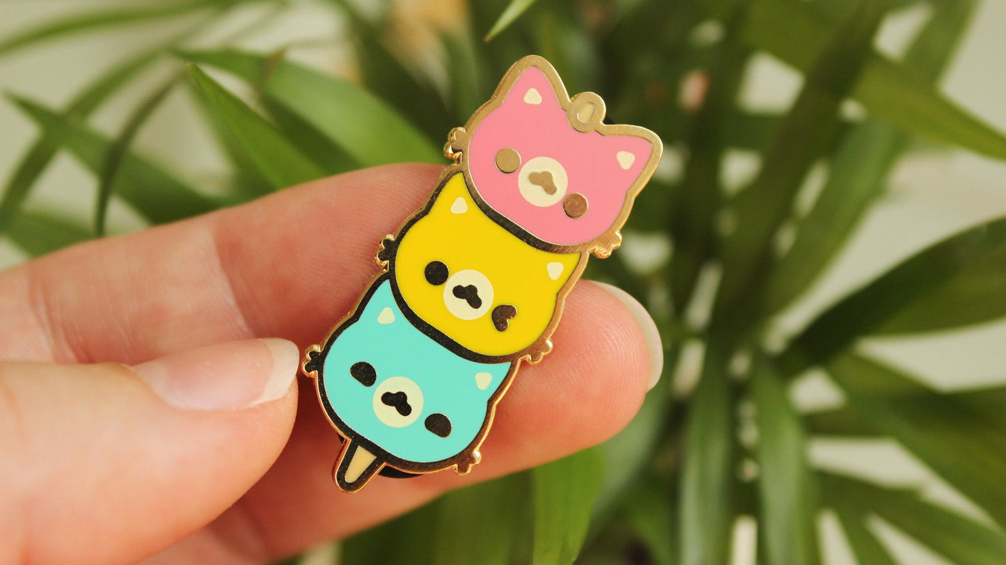 Kawaii Dango Cat Enamel Hard Pins - vivianevalenta
