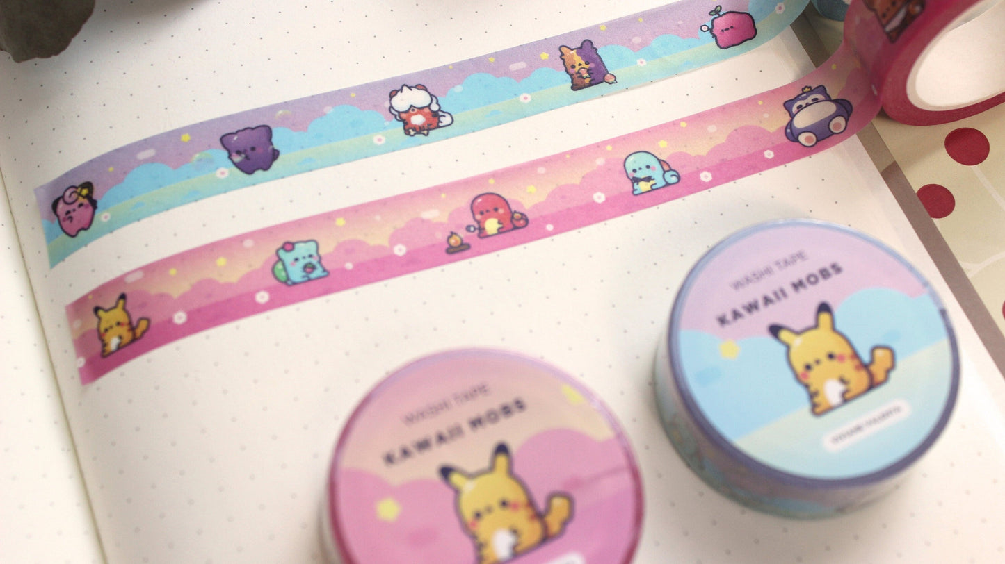 Kawaii Mob Washi Tape | Kawaii Stationary | Cute Washi Tape - vivianevalenta