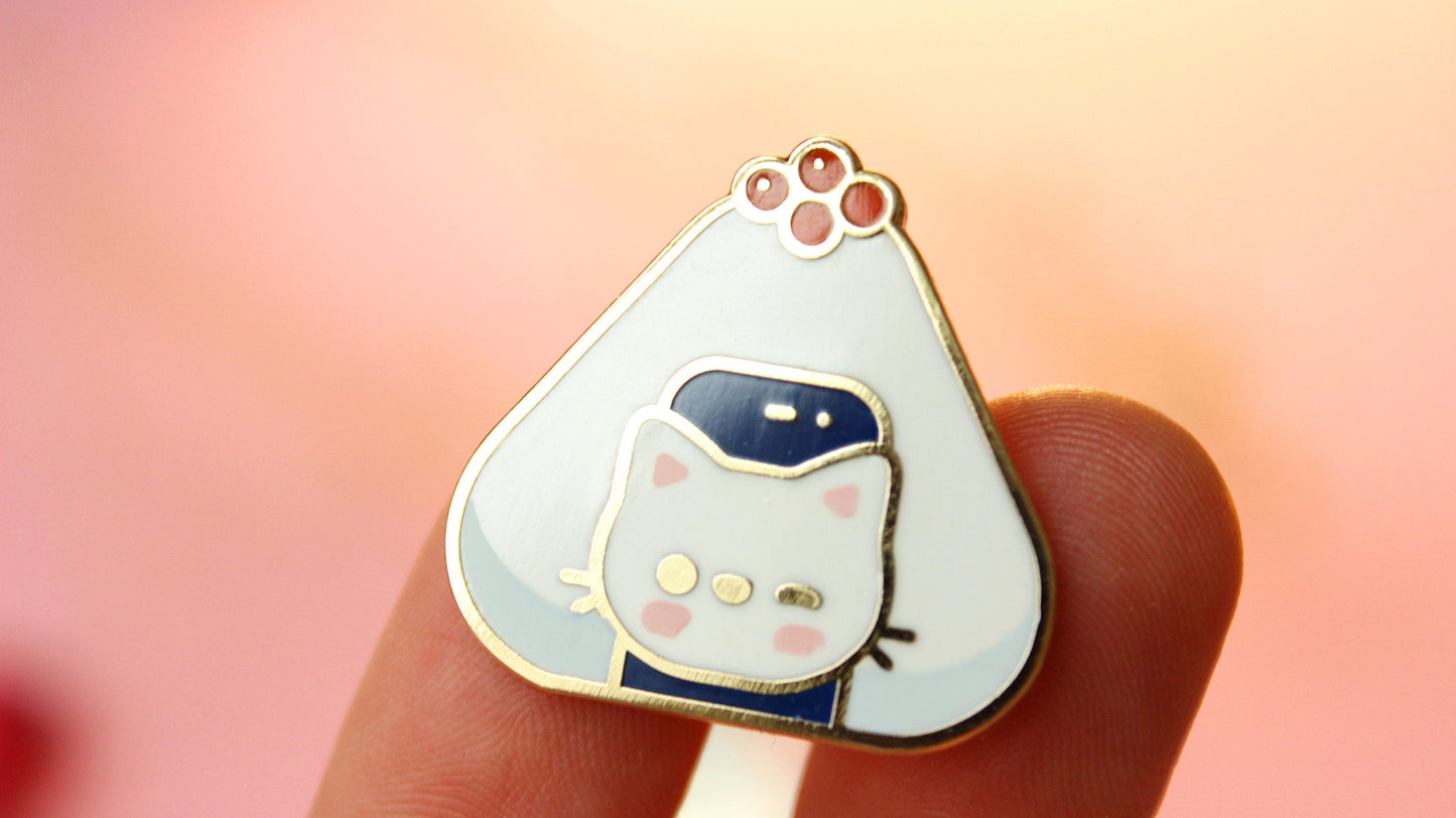 Kawaii Onigiri Cat Enamel Hard Pins - vivianevalenta