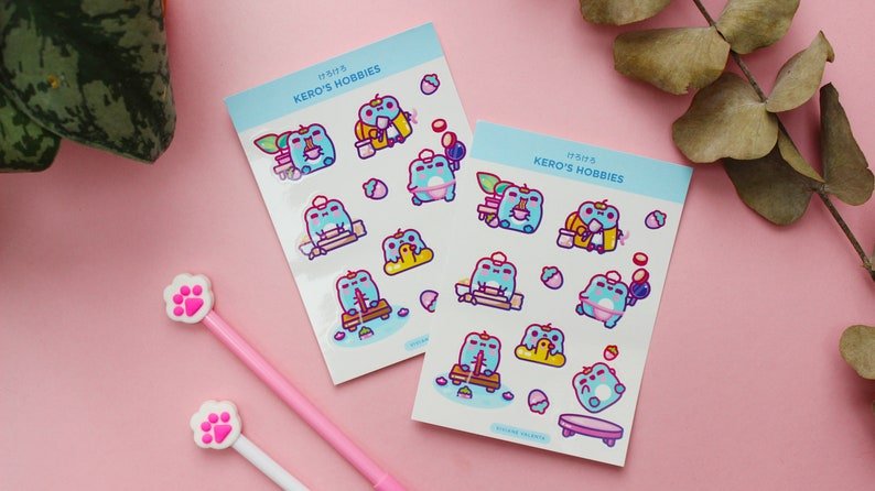 Kero Frog Sticker Sheet | Japanese cute stickers | Japanese inspired | Journal Stickers, Planner Stickers - vivianevalenta