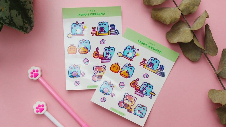 Kero Frog Sticker Sheet | Japanese cute stickers | Japanese inspired | Journal Stickers, Planner Stickers - vivianevalenta