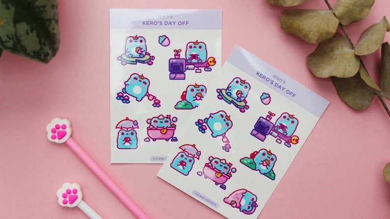 Kero Frog Sticker Sheet | Japanese cute stickers | Japanese inspired | Journal Stickers, Planner Stickers - vivianevalenta