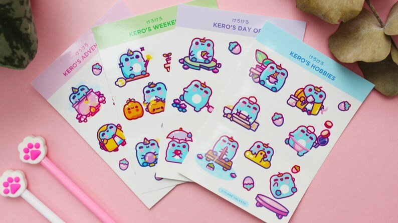 Kero Frog Sticker Sheet | Japanese cute stickers | Japanese inspired | Journal Stickers, Planner Stickers - vivianevalenta