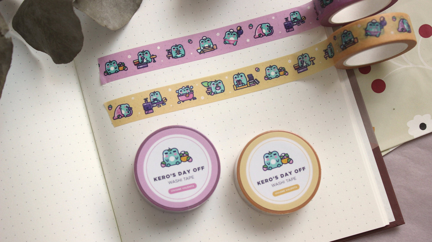 Kero's Day Off Frog Washi Tape | Kawaii Stationary | Cute Washi Tape - vivianevalenta