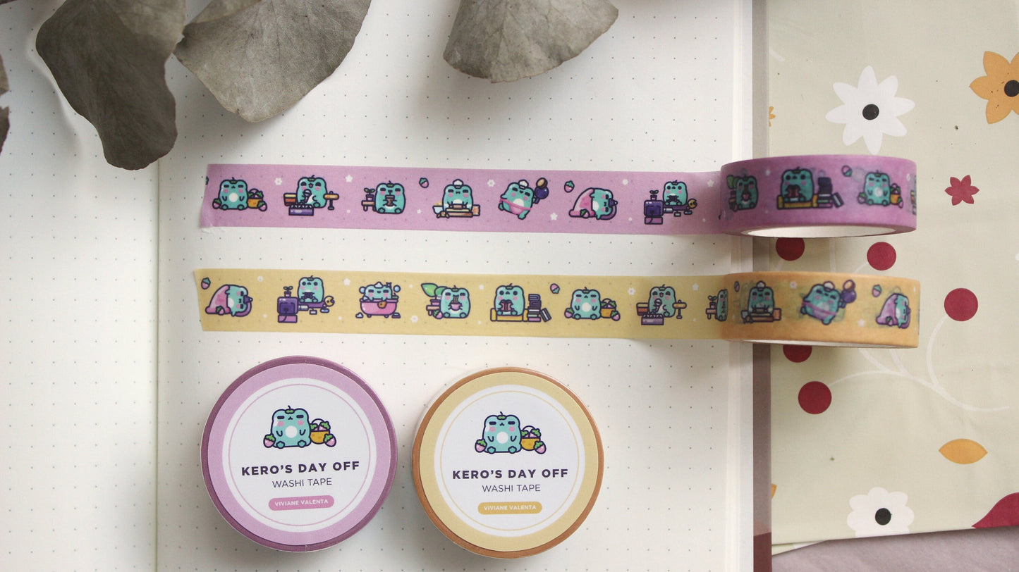 Kero's Day Off Frog Washi Tape | Kawaii Stationary | Cute Washi Tape - vivianevalenta