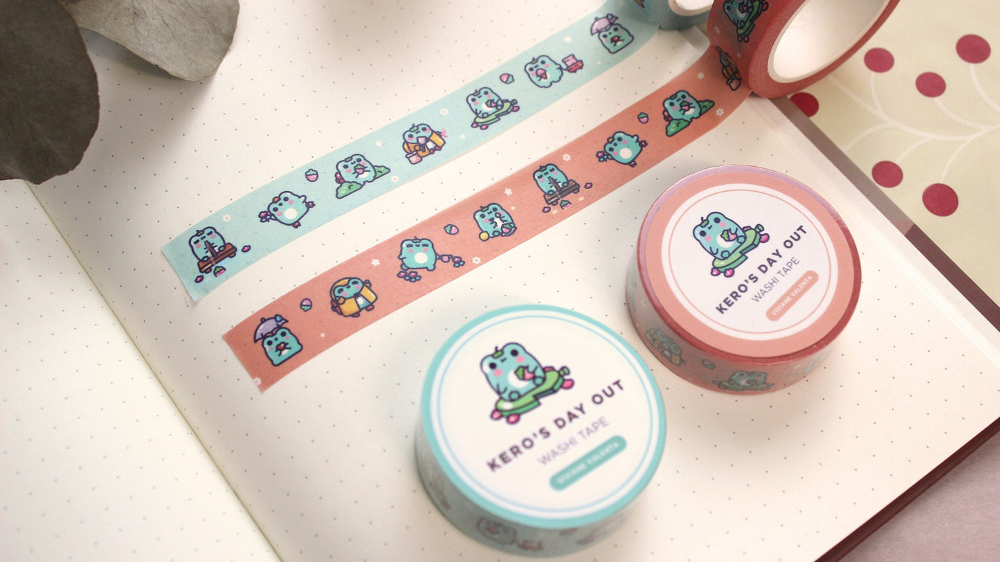Kero's Day Out Frog Washi Tape | Kawaii Stationary | Cute Washi Tape - vivianevalenta