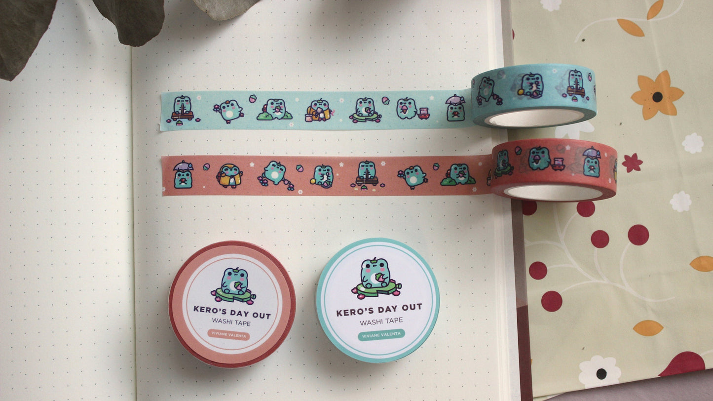 Kero's Day Out Frog Washi Tape | Kawaii Stationary | Cute Washi Tape - vivianevalenta