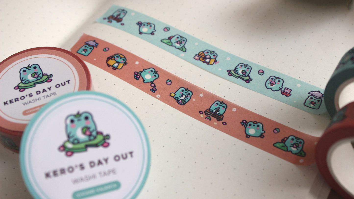Kero's Day Out Frog Washi Tape | Kawaii Stationary | Cute Washi Tape - vivianevalenta