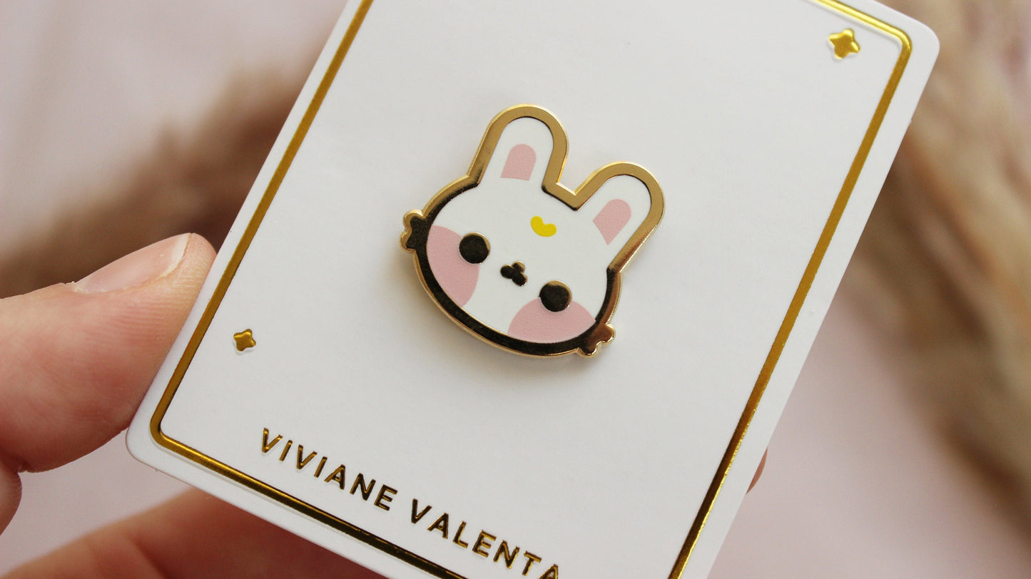 Moon Bunny Enamel Pin | Tsuki no Usagi | Kawaii Bunny pin - vivianevalenta
