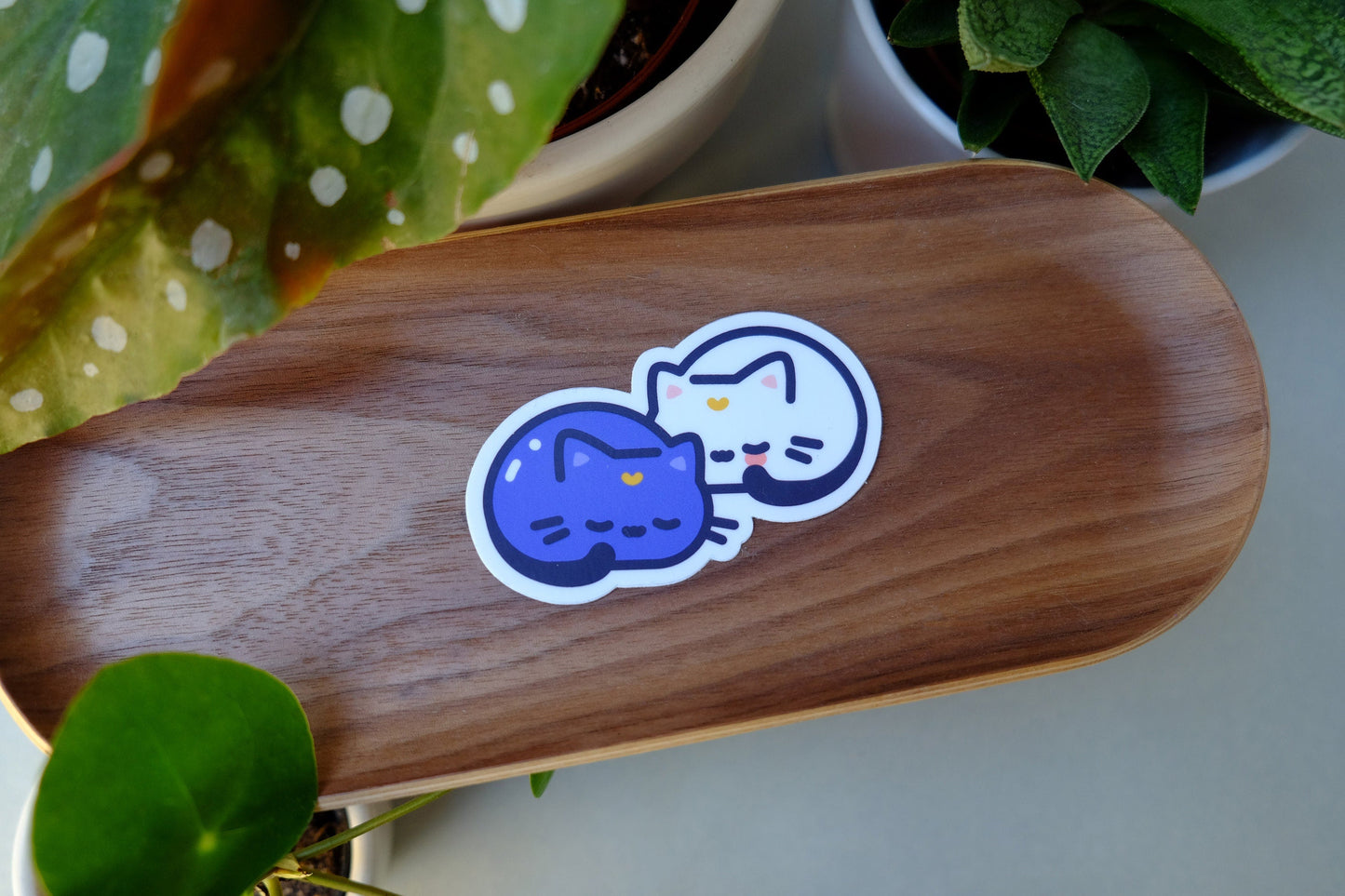 Moon Cat Couple Sticker | Tsuki Neko (waterproof) - vivianevalenta