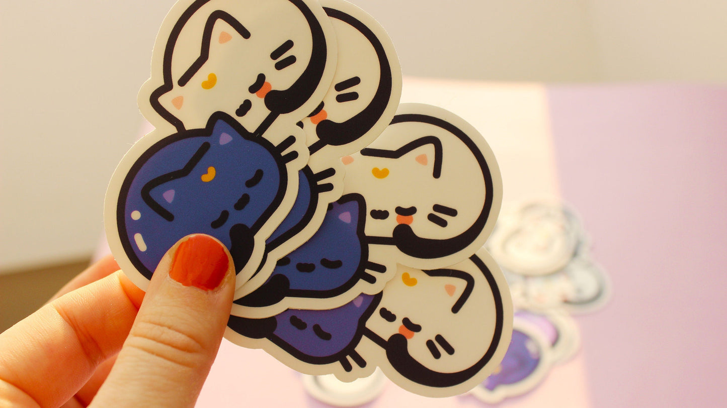 Moon Cat Couple Sticker | Tsuki Neko (waterproof) - vivianevalenta