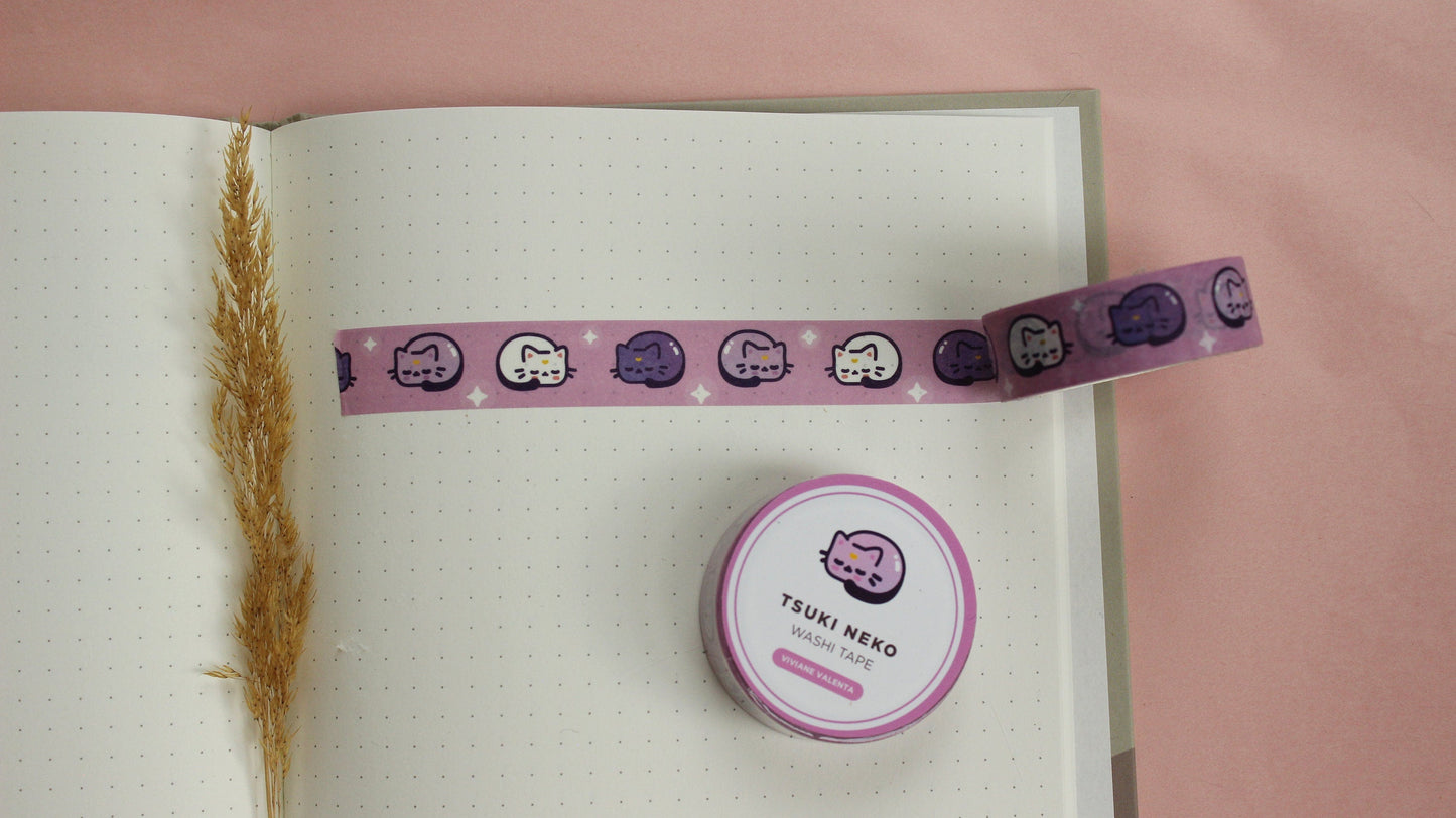 Moon Cat Washi Tape | Kawaii Stationary | Cute Washi Tape - vivianevalenta