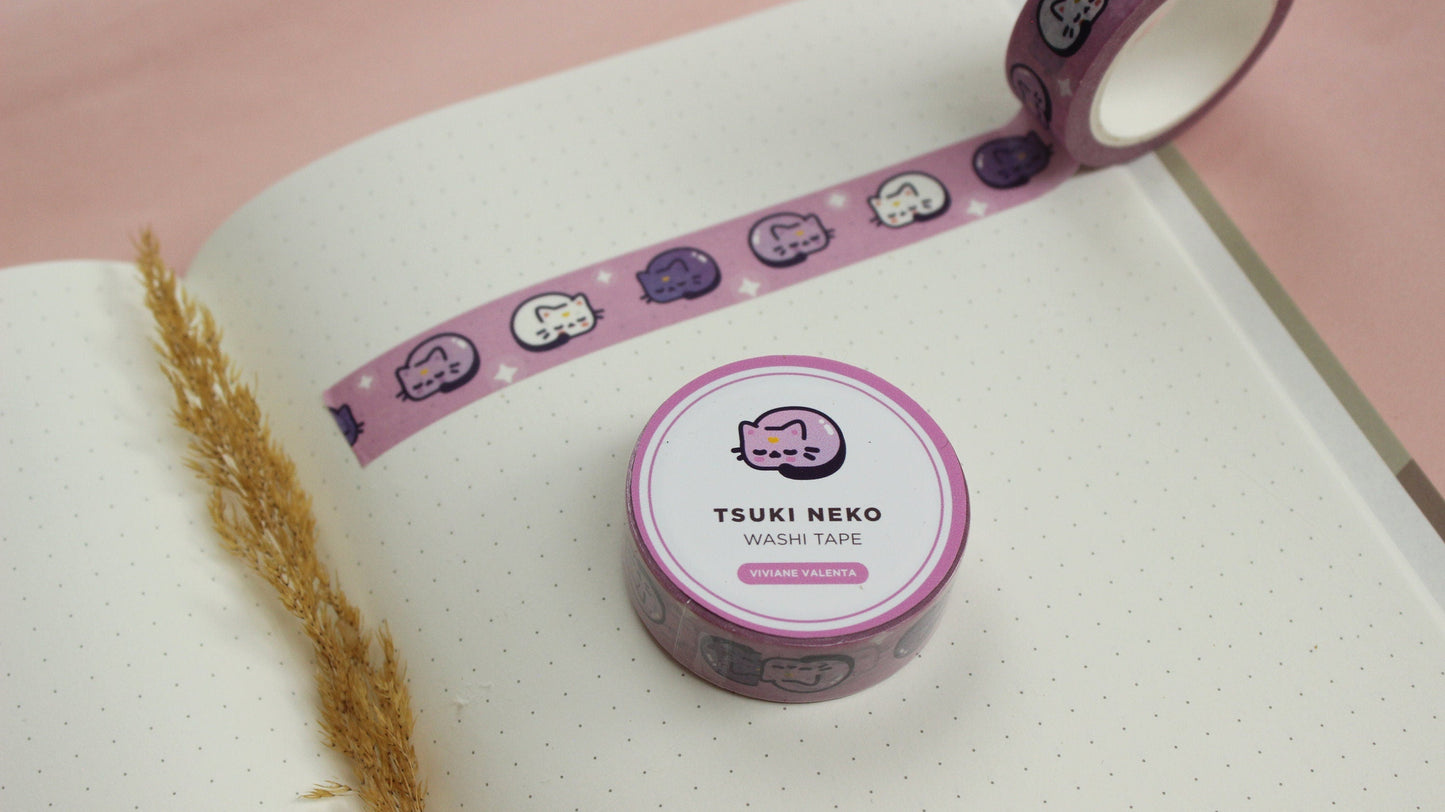 Moon Cat Washi Tape | Kawaii Stationary | Cute Washi Tape - vivianevalenta