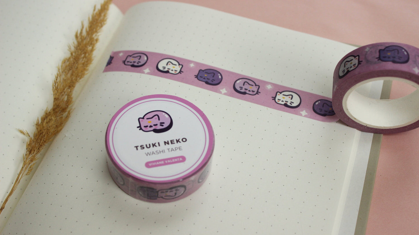 Moon Cat Washi Tape | Kawaii Stationary | Cute Washi Tape - vivianevalenta