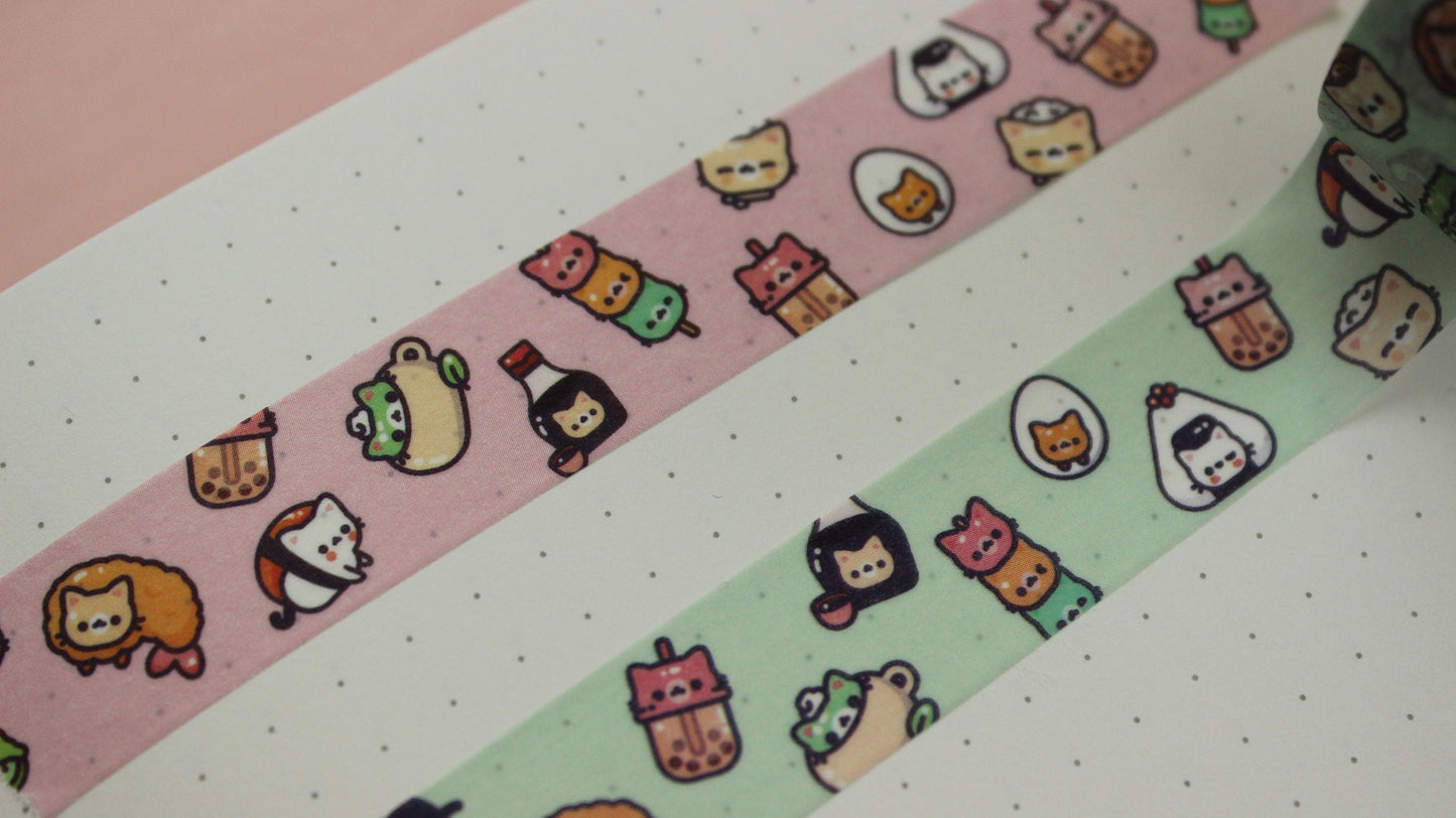 Sushi Cat Neko Washi Tape | Kawaii Stationary | Cute Washi Tape | Kawaii Washi Tape - vivianevalenta