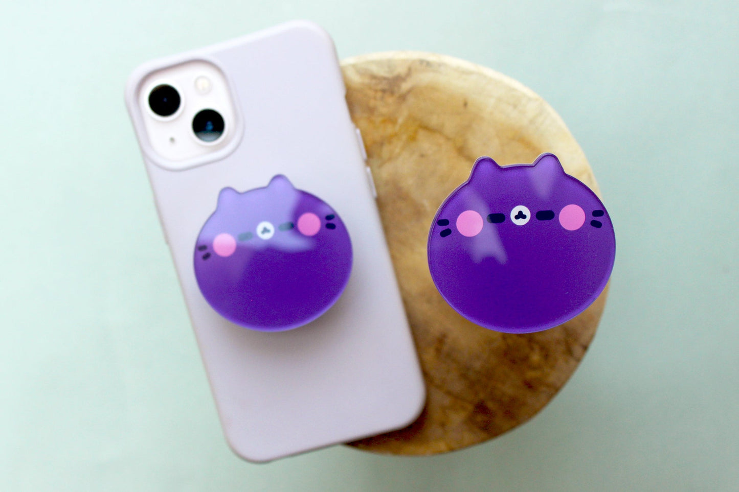 Chubby Purple Cat Phone Charm