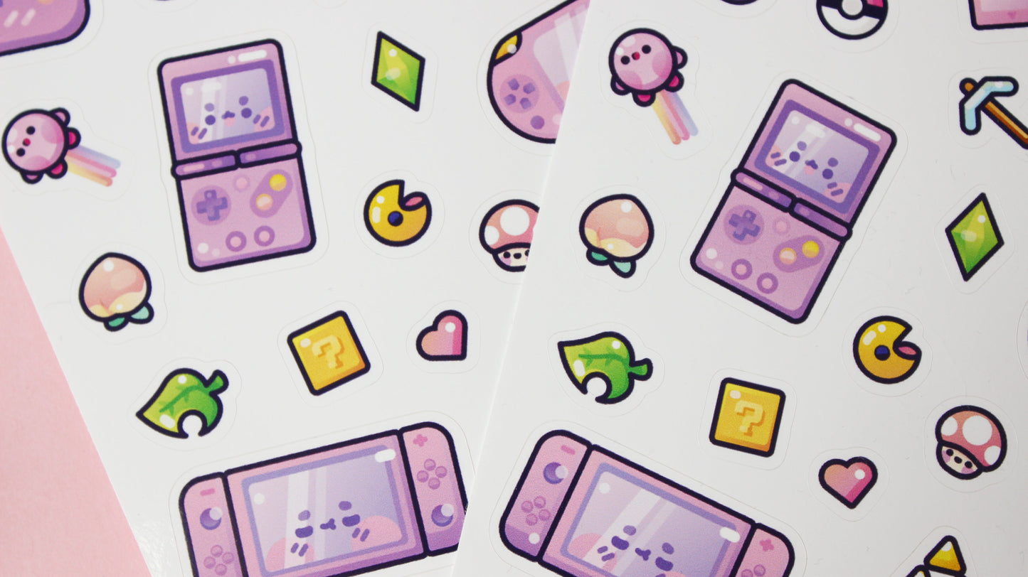 Gaming Sticker Sheet | Japanese inspired Stickers | Kawaii Gamer Stickers - vivianevalenta