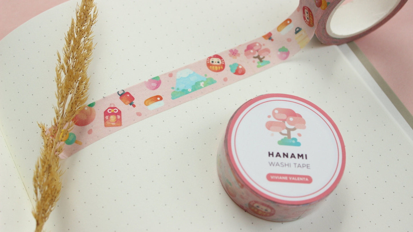 Hanami Sakura Washi Tape | Kawaii Stationary | Cute Washi Tape - vivianevalenta