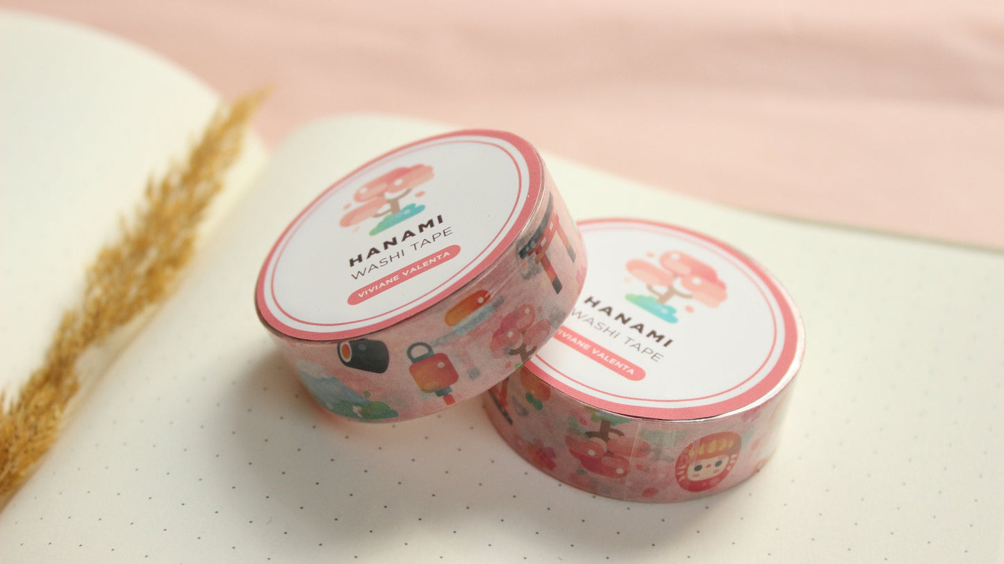 Hanami Sakura Washi Tape | Kawaii Stationary | Cute Washi Tape - vivianevalenta