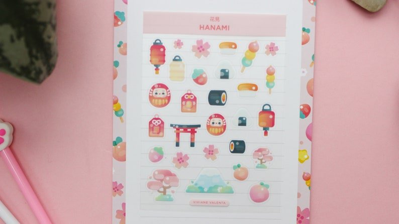 Hanami Sticker Sheet | Japanese cute stickers | Japanese inspired | Journal Stickers, Planner Stickers - vivianevalenta