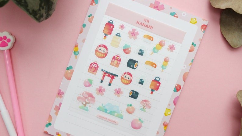 Hanami Sticker Sheet | Japanese cute stickers | Japanese inspired | Journal Stickers, Planner Stickers - vivianevalenta