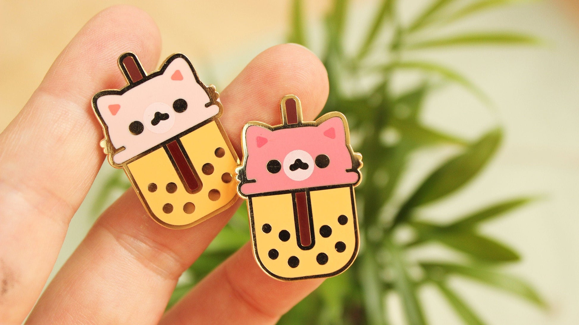 Kawaii Boba Bubble Tea Cat Enamel Hard Pins - vivianevalenta