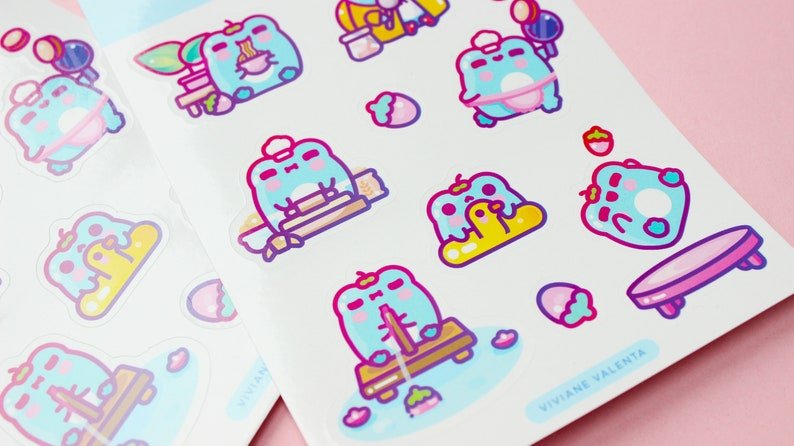 Kero Frog Sticker Sheet | Japanese cute stickers | Japanese inspired | Journal Stickers, Planner Stickers - vivianevalenta