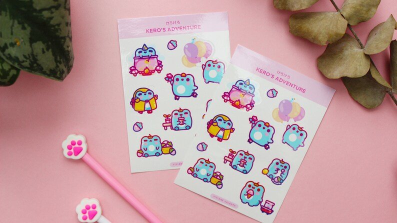 Kero Frog Sticker Sheet | Japanese cute stickers | Japanese inspired | Journal Stickers, Planner Stickers - vivianevalenta