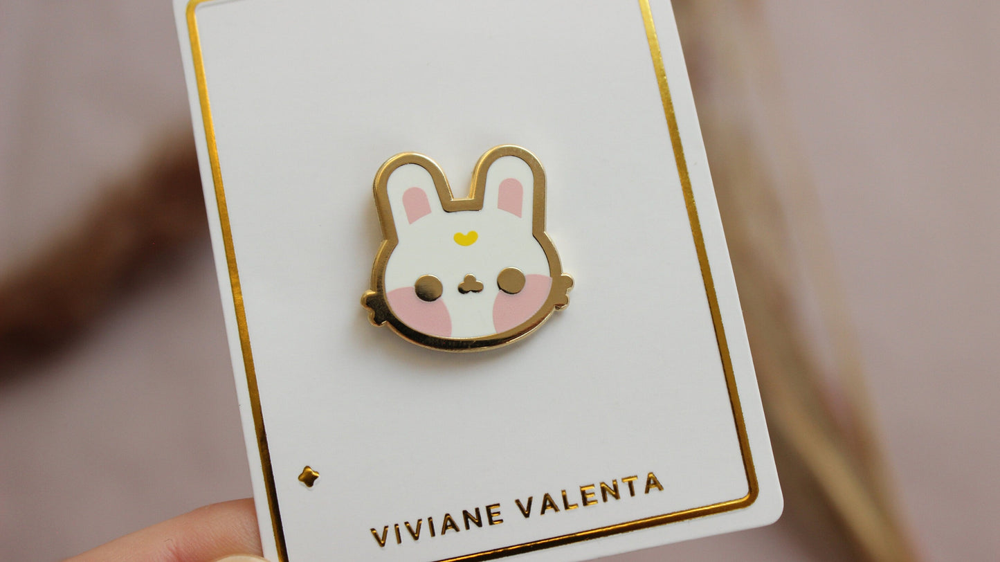 Moon Bunny Enamel Pin | Tsuki no Usagi | Kawaii Bunny pin - vivianevalenta