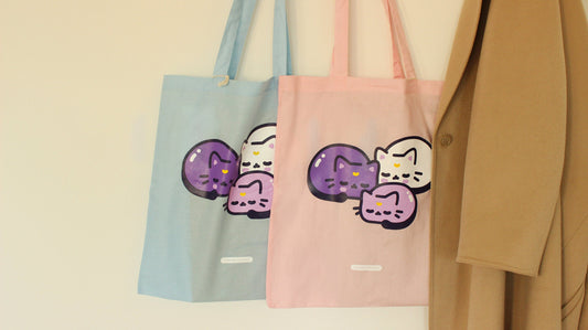 Moon Cat Tote Bag | Screen Print | 100% Cotton | Fairtrade - vivianevalenta
