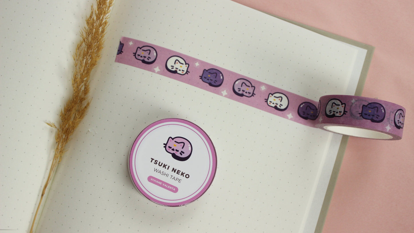 Moon Cat Washi Tape | Kawaii Stationary | Cute Washi Tape - vivianevalenta