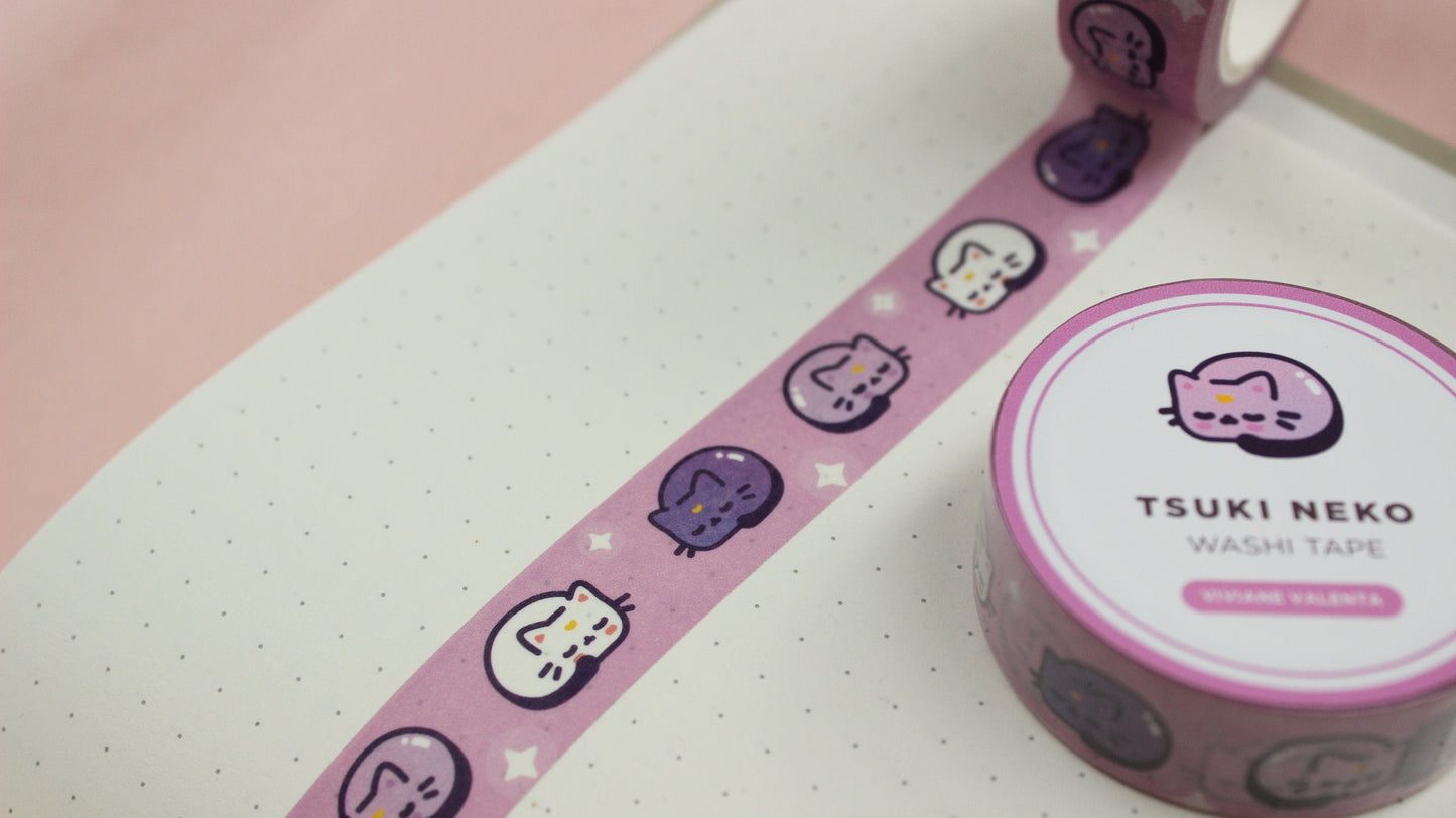 Moon Cat Washi Tape | Kawaii Stationary | Cute Washi Tape - vivianevalenta