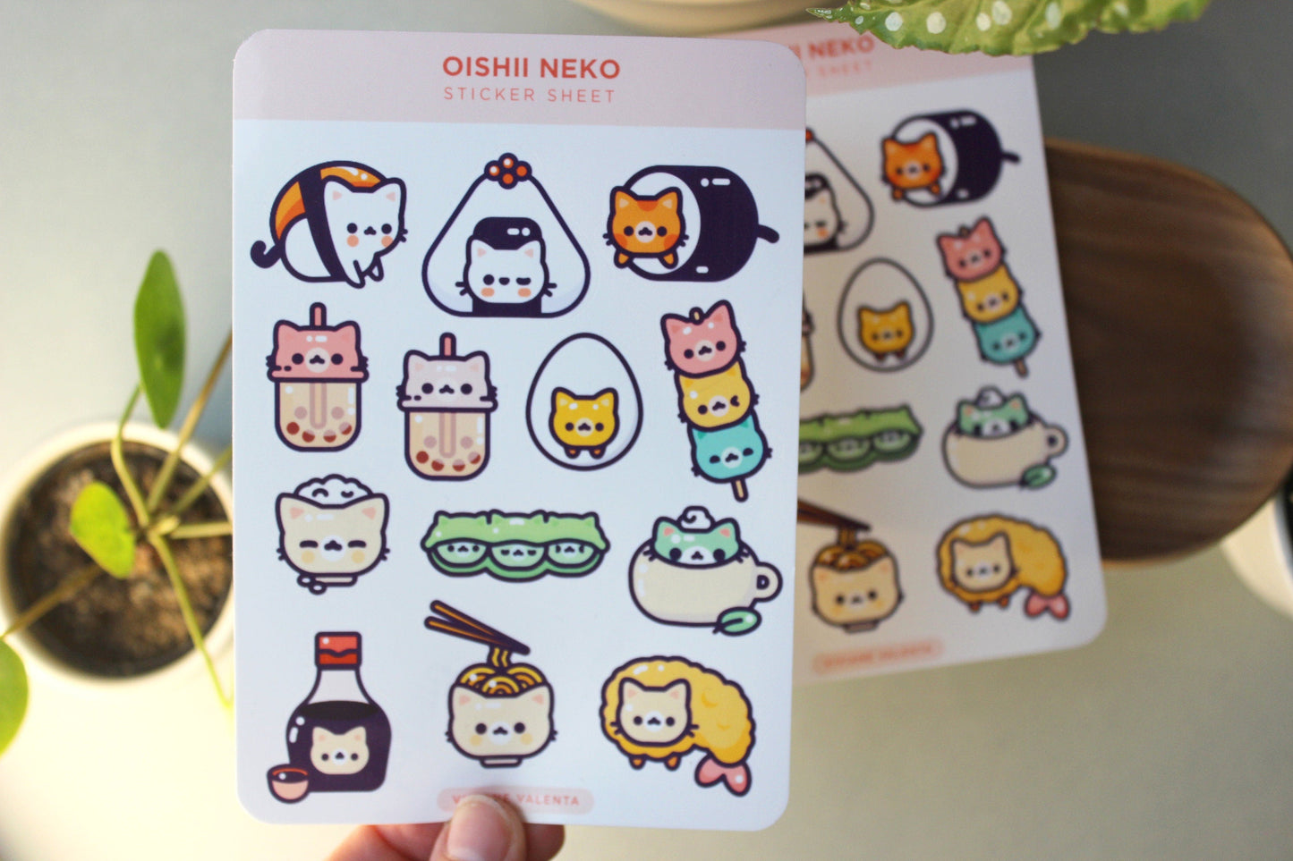Sushi Cat Sticker Sheet | Japanese edamame, onigiri, sushi, soy, bubble tea - vivianevalenta