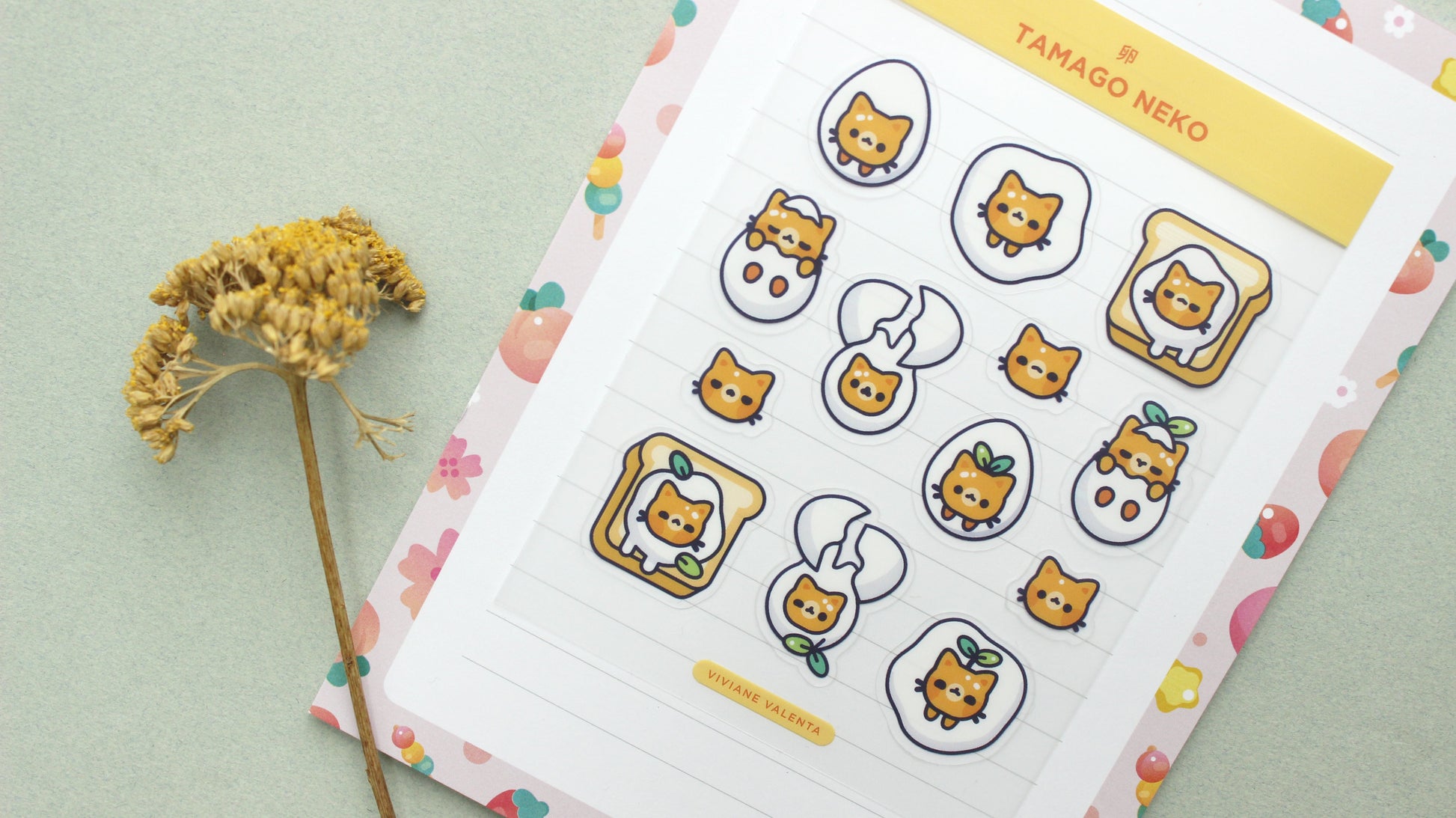 Tamago Neko Sticker Sheet | Japanese cute stickers | Journal Stickers, Planner Stickers - vivianevalenta